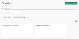Screenshot of the list of created forms page